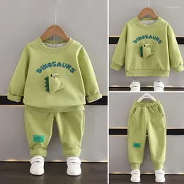 Clothing Sets Children Clothes Spring Autumn Baby Boys Korean Cartoon Long Sleeve Top Cuffed Pants Letter Print Solid Causal 4-10 Yrs