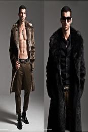 Whole Men Fur Coat Winter Faux Fur Wear On Both Sides Coat Men Punk Parka Jackets Full Length Leather Overcoats Long Fur Coat8552007