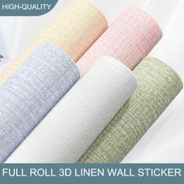 50cmX10m Linen 3D Foam Selfadhesive PVC Solid Color Thickened Waterproof Background Wall Renovation Wallpaper Stickers 240415