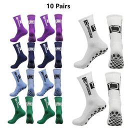 10 Pairs Men Womans Non-slip Silicone Bottom Soccer Socks Cushioned Breathable For Football Tennis Basketball Grip Socks 240416