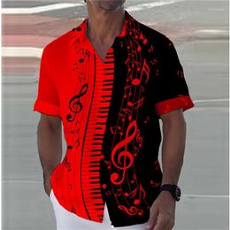 Men's Casual Shirts 8 Colours 2024 Summer Note Shirt Piano 3D Printed Streetwear Men Women Fashion Oversized Short Sleeve Tops Clothing S-5XL