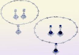 Luxury Zircon Necklace Earrings Wedding Bridal Jewellery Set CZ Pendant Necklaces Sparking Birthday Party Prom Jewellery Accessories R3752925