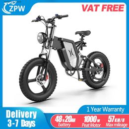 Bikes ZPW X20 Ectric Bicyc 2000W 48V35AH Hydraulic Oil Brake E bike 20inch 4.0 off-road Tyre Ectric Bike Adult Mountain Ebikes L48