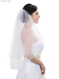 Wedding Hair Jewelry 2T 2 Tier 75cm Beaded Bride Bridal Wedding Veil 2024