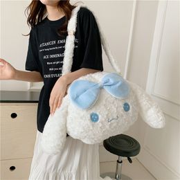 Wholesale Kuromi crossbody large face bag, plush bag, cute doll bag, children's storage diagonal large bag