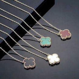 Designer Brand CNC Precision High Edition Van Clover Necklace Womens Natural White Fritillaria Glod Plated 18K Rose Gold