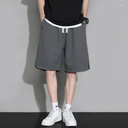 Men's Shorts 2024 Cargo Elastic Waist Thin Loose Pockets Outwear Keep Cooling Drawstring Solid Colour Summer Men Clothes