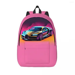 Backpack Sports Car Canvas Backpacks 2D Elements Cartoon Large Cool University Bags