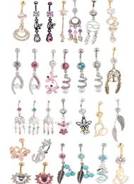 wholes 20pcs mix style belly button ring body piercing dangle navel ring Beach jewelry3702251