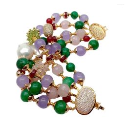 Strand 8'' 5 Rwos Freshwater Keshi Pearl Multi Colour Round Faceted Handmade Bracelet For Women