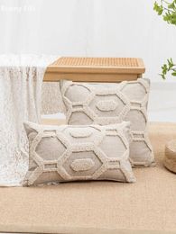 Pillow 1pc Beige Hexagonal Pattern Cover With Modern Bohemian Style Suitable For Sofas Living Rooms Bedrooms Beds