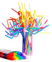 100 Pack 1023 inch Tall Colorful Extra Long Flexible Drinking Straws Bendy Disposable Plastic Drinking Straws8794242