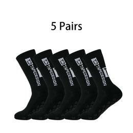 5 Pairs Mid-barrel Football Socks Anti-slip Silicone Bottom Thickened Towel Cushioning Soccer Socks Basketball Yoga Socks 240418