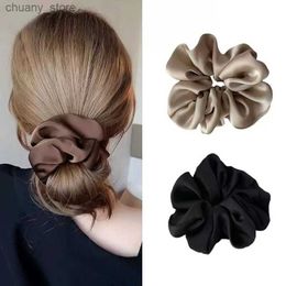 Hair Rubber Bands Ultra fine satin mesh elastic headband for womens large silk belt ponytail clip hair rubber belt hair accessories Y240417