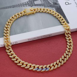 High Quality Diamond Chain Rhomboid Zinc Alloy 12mm Fashion Jewellery Ig Body Hip Hop Bling Cuban Necklace