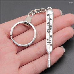 Keychains Souvenirs Gift Men Keychain 2 Colors 9x71mm Thermometer Pendant Keyring Drop