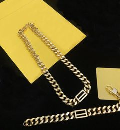 Fashion letter gold Chains Necklaces Bracelets for mens and women lover gift hip hop Jewellery with box NRJ9817668