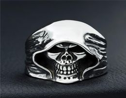 Fashion Men Skeleton Guy Punk Style Retro Grim Reaper Skull Rings High Quality 316L Biker Delivery Drop Size 6158934637