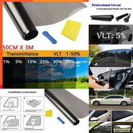 2024 50Cm X 3M 1/5/15/25/35/50 Percent VLT Window Tint Film Glass Sticker Sun Shade Film For Car UV Protector Foils Sticker Films