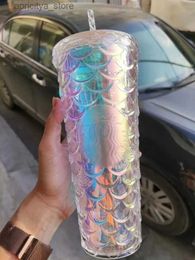 water bottle 24oz Starbucks Cups Iridescent Bling Gold Berry Mugs studded Double Wall tumblers Cold Coffee Cup With Best quality L48