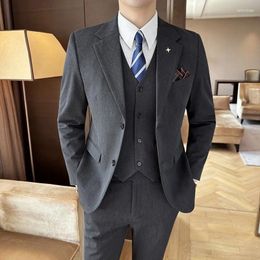 Men's Suits 7XL ( Jacket Vest Pants ) High-end Brand Formal Business Mens Suit Three-piece Groom Wedding Dress Solid Color Plus Size