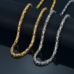 Chains Men's Gold Chain Necklace 20 23 26 Male Corrente Colour Stainless Steel Byzantine For Men JewelryChai266D