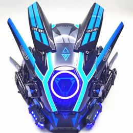 CyberPunk Mask M-Clasp Night City Festival Blue Man Cosplay Stage Property SCI-FI LED Lamp Halloween Party Gifts For Teenagers 240417