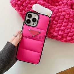 Designer Winter Cotton-padded Down Jacket Phone Cases for Apple iPhone 15 Plus 14 13 12 11 Pro Max Luxury PU Leather Puffy Mobile Cell Back Covers Shells HH8722