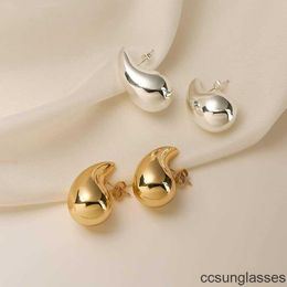 earrings stud Trendy Italy Hollow Stainless Steel Hypoallergenic 18K Gold Plated Bottega Tear Drop Waterdrop earrings For Women Girl A1