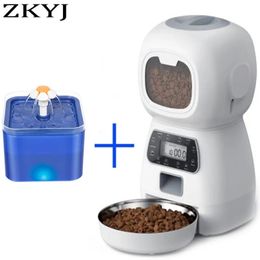 Automatic Cat Feeder 3.5L Dog Dry Food Dispenser Bowl 2L Pet Dogs Water Fountain Drinking Feeding For Pet Smart Tuya WIFI Feeder 240407