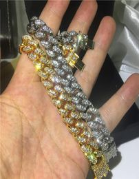 Mens Hip Hop Gold Bracelets Jewellery Simulated Diamond Rhinestone Crystal Iced Out Chain Bracelets Miami Cuban Link Chain Bracelet 6730704