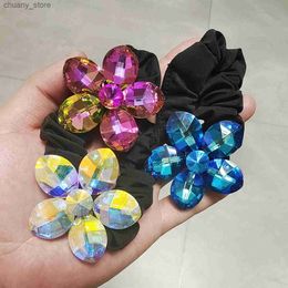 Hair Rubber Bands New Fashion Korean Style Alloy K9 Shining Crystal Wave Scrunchies Hair Rope Elegant Hair Rubber Bands Jewellery Decoration Y240417