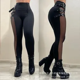 Women's Pants Womens Black Mesh Slim Fit Fashion Trousers Women