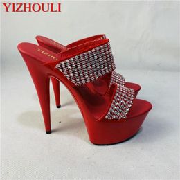 Dance Shoes Nightclub Sexy Sandals 15 Cm High Leather Fashion Catwalk Sequins