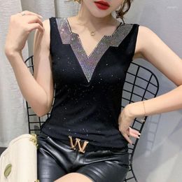 Women's Tanks 2024 Summer Sequin Vest High-grade Korean Version Diamond-encrusted Beauty Slimming Tank Top