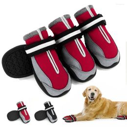 Dog Apparel 4pcs/set Warm Shoes Waterproof Anti-Slip Rain Snow Boots Reflective Booties Socks For Medium Large Dogs Footwear Sports