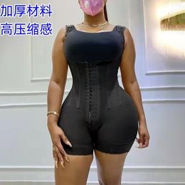 Women's corset Bodyshaper High Compression Garment Abdomen Control Double Bodysuit Waist Trainer Open Bust Fajas 211029