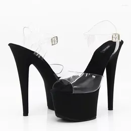 Dance Shoes Pu Sexy Exotic Pole Dancing Summer Women Sandals 17CM High Heels Buckle Strap Size 34-46 MA037