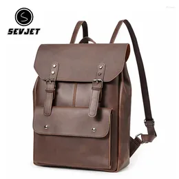 Backpack Pu Leather Men Large Capacity School Bags For Teenager Boy Casual Vintage Travel Laptop Rucksack Student Bagpack JYY180