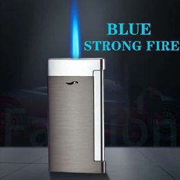 Metal Windproof Blue Flame Spray Gun Side Pressure Ignition Lighter Butane Without Gas Cigar Lighter Jet Turbo Torch Cheap Lighter