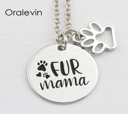 FUR MAMA Inspirational Hand Stamped Engraved Accessories custom Charms Custom Pendant Necklace for Women Gift Diy Jewellery 10Pcs Lo3096563