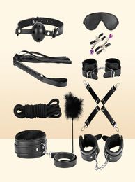 Plush Fun Sm Binding Leather Ten Piece Set 1 of Adult Alter Training Supplies Handcuffs and Foot Cuffs JIG66755089