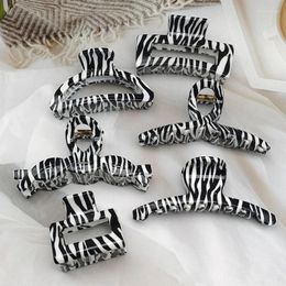 Hair Clips French Retro Large Crab Clip Printing Zebra Stripes Black White Claw Headwear Accessories For Women Gift