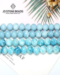 Larimar Gemstone Round Loose Beads Matte Size 6 8 10 12mm Immation Ocean Sea Stone Bracelet Necklace For Jewelry Making MX1908019715135