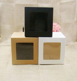 101010m 3color whiteblackkraft stock paper box with clear pvc window Favours display giftscrafts paper window packing box2766316