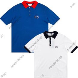 Men designer Tee Polo shirts luxury Knitted jacquard short sleeve polos tshirts summer women turndown collar white blue tshirt S-XL