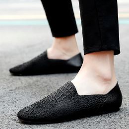 Boots Mens Loafer Shoes Genuine Leather Fashion Casual Shoes Slip on Lightweight Comfortable Custom Made Crocodile Shoes