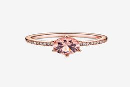 18K Rose gold Authentic Sterling Silver CZ Diamond RING with Original Box for Wedding Rings Set Engagement Jewelry6566280