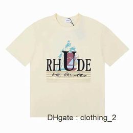 Summer Collection Rhude Tshirt Oversize Heavy Fabric Couple Dress Top Quality t Shirt 06VA