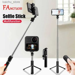 Selfie Monopods Fangtuosi Bluetooth selfie stick tripod mini 4-in-1 selfie stick - Opro action camera smartphone 360 rotating bracket Y240418